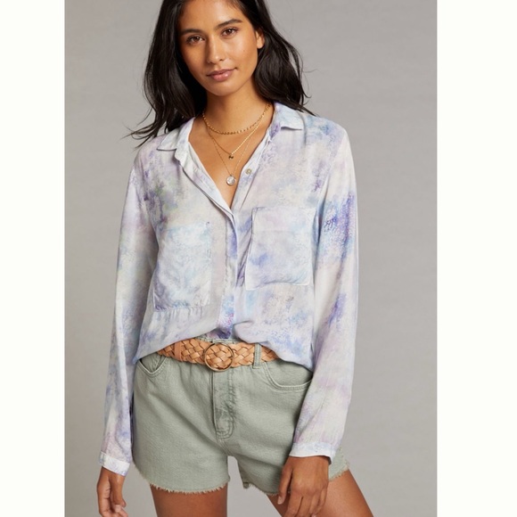 Anthropologie Dresses & Skirts - NWT Anthropologie Cloth & Stone Bess Tie-Dye Buttondown Lightweight Shirt , L